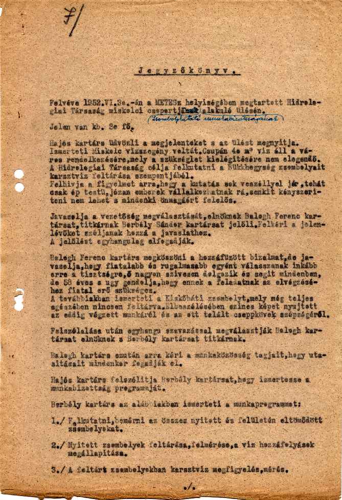 Alakul�si jegyz�k�nyv els� oldal