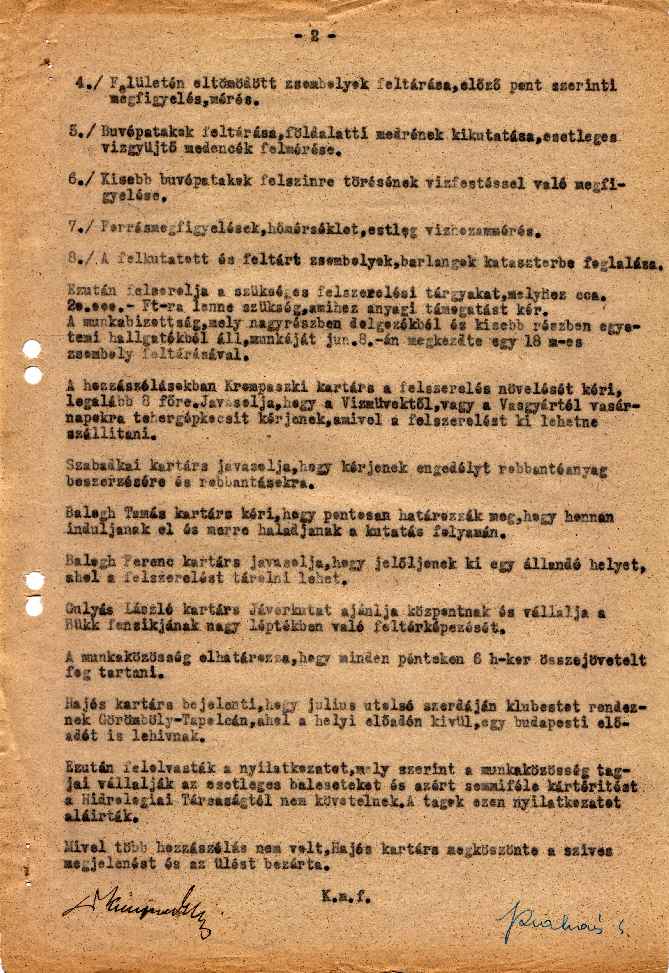 Alakul�si jegyz�k�nyv m�sodik oldal